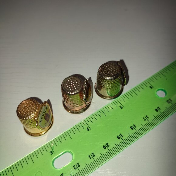 Lot 3 Pcs Thimbles Metal Vintage Collectible Nevada New Mexico Arizona - Picture 3 of 6